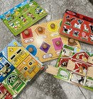 Melissa & Doug Wooden Preschool Puzzle Lot Disney Sound Shapes Locks + rack — photo 1