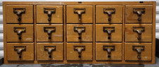 Antique Wood 15 Drawer Library Card Catalog File - 33 x 18 x 13.5" - Dovetail