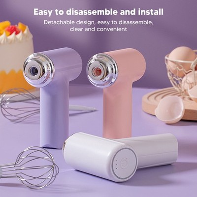 White Electric Egg Beater Cordless Hand Mixer Handheld Egg Whisk For Cream Salad