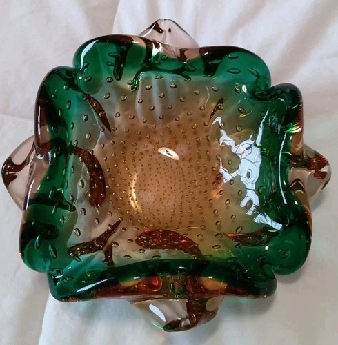 Murano Art Glass Bullicante Decorative Bowl/Ashtray  Small Smooth Chip See Pix