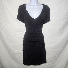 Vintage y2k black ruffle front midi dress