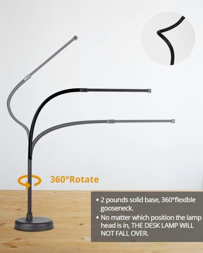 LED Desk Lamp, Swing Arm Architect Task Lamp with Long Flexible Gooseneck, 3 Col - Picture 2 of 6