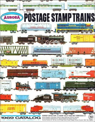 catalog MINITRIX USA 1969 Gauge N 1:160 POSTAGE STAMP TRAINS AURORA E aa