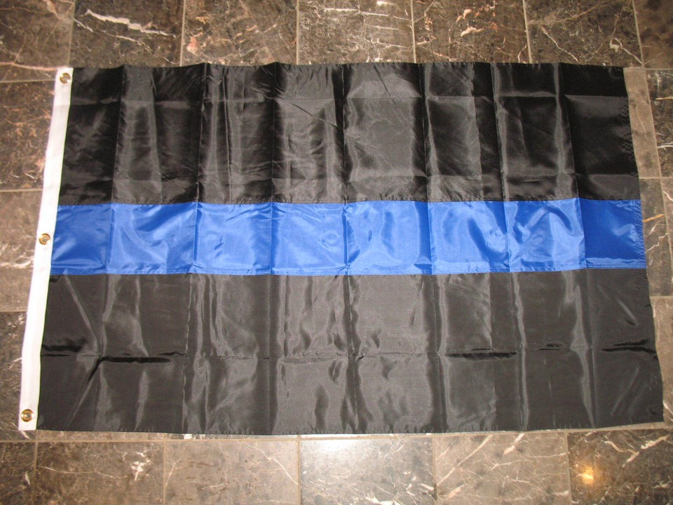 3x5 Embroidered USA Police Thin Blue Line Sleeve Synthetic Cotton Flag