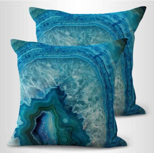  set of 2 decorative pillow ideas quartz agate marble cushion cover - Picture 1 of 3