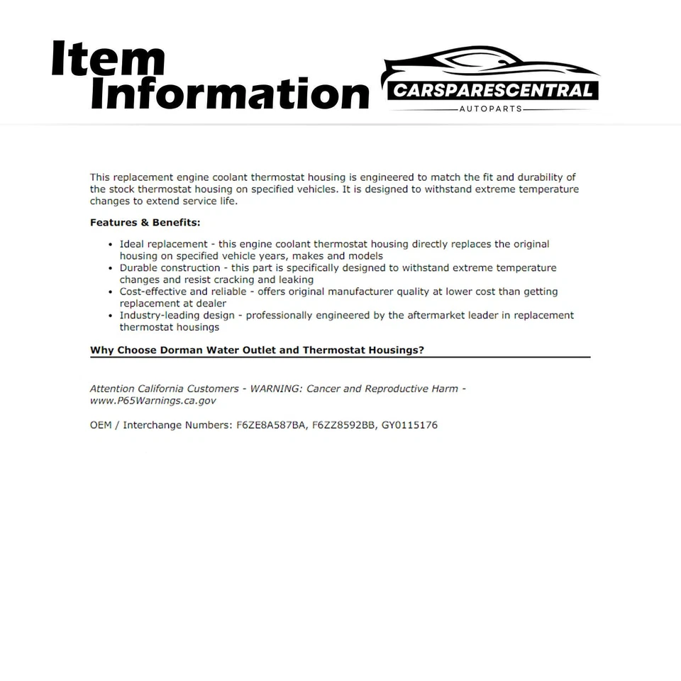 Carcaça do termostato líquido de arrefecimento do motor para 2000-2005 Lincoln LS 3.0L - Imagem 3 de 4