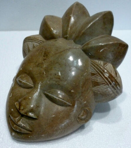 Hermoso Máscara Cara Africana Gabón De Piedra - Imagen 5 de 5