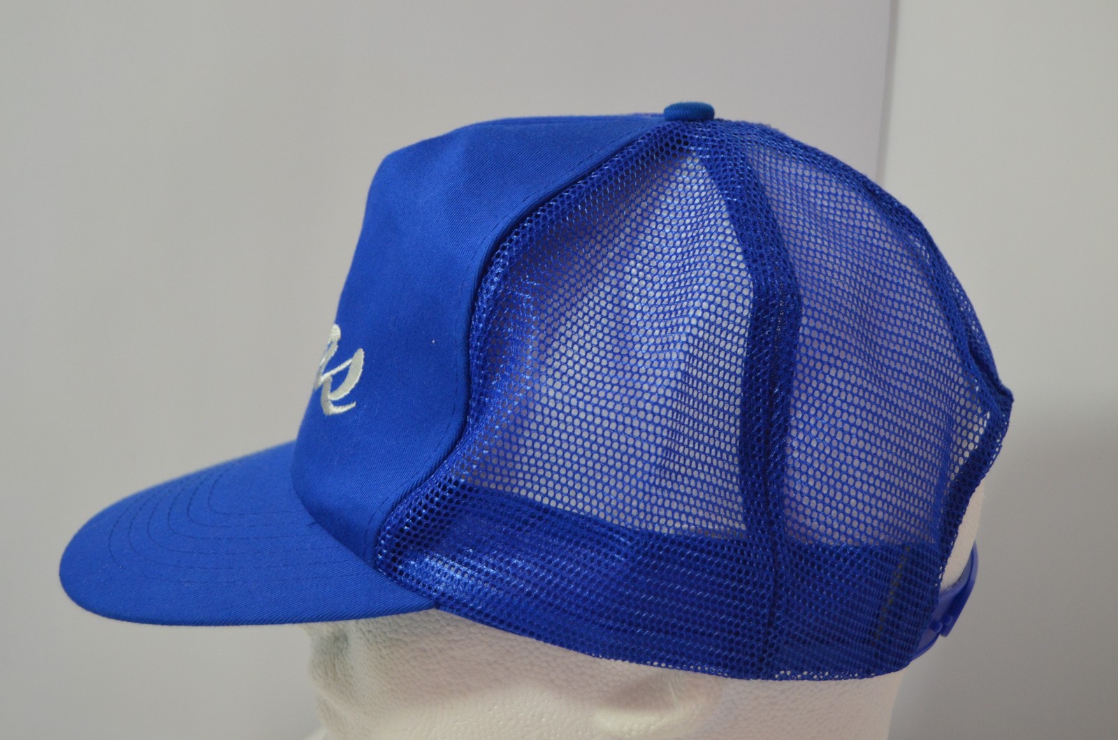 FILA VTG Texas Snapback Spellout Script Trucker Mesh Back Hat Blue White Front Row