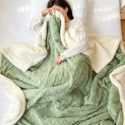 Weiche Wolldecke für Bettwäsche und Sofa, warmer Lamm Samt Flanell Bezug Decke