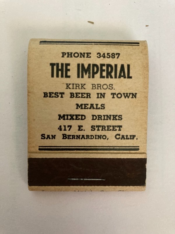 Imperial Bar (Best Beers in Town) Match Book Real Oldie