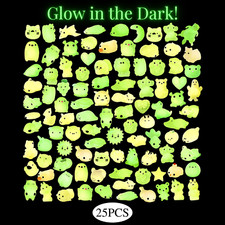 25pcs Glow in the Dark Mini Animal Mochi Squishy Fidget Toy Party Favors Asst