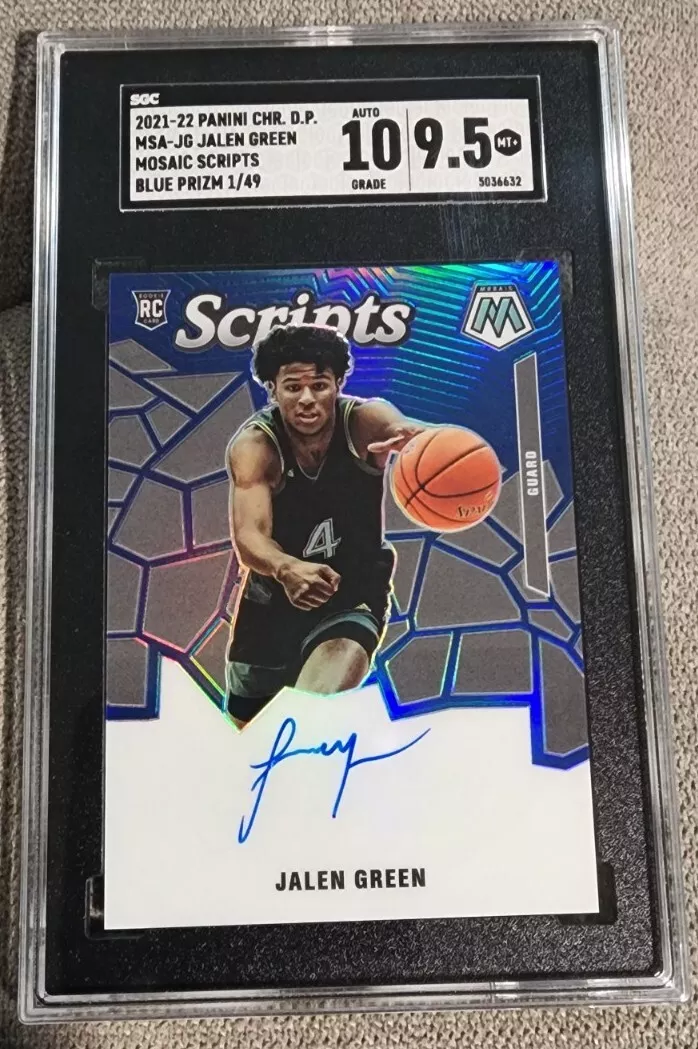 Jalen Green RC Auto #1/49 2021-22 Panini Chronicles DP Mosaic Scripts SGC 10 9.5