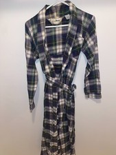 Vintage 80s L.L. Bean Women's sz S Tartan Plaid Lightweight Flannel Belted Robe