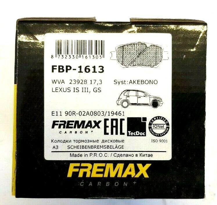 Pastillas de freno FREMAX FBP-1613 TOYOTA CAMRY hatchback (_V3_) 2.4 + 3.0 DELANTERAS Foto 4 de 4