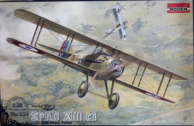 Roden 634 Spad XIIIc1 (Early) scale kit aircraft, 1/32 plastic model
