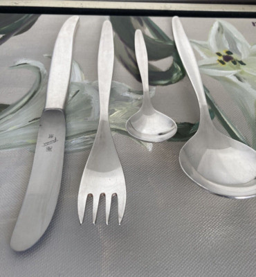 WMF Besteck Stockholm Silberauflage Messer Gabel Löffel Kaffeelöffel Set 4 Stück