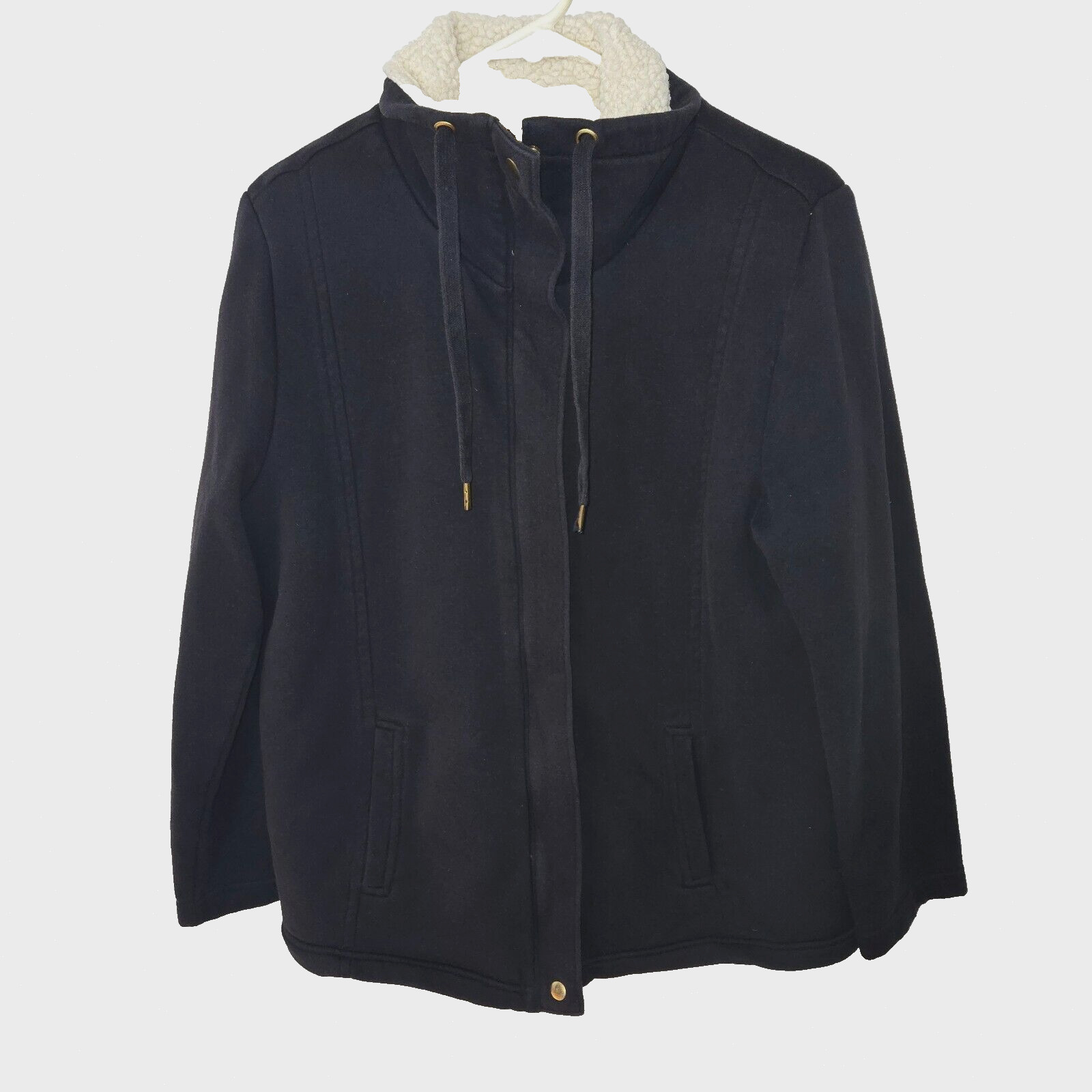 Basic Editions Sz Large Women Black Full Zip Butt… - image 1