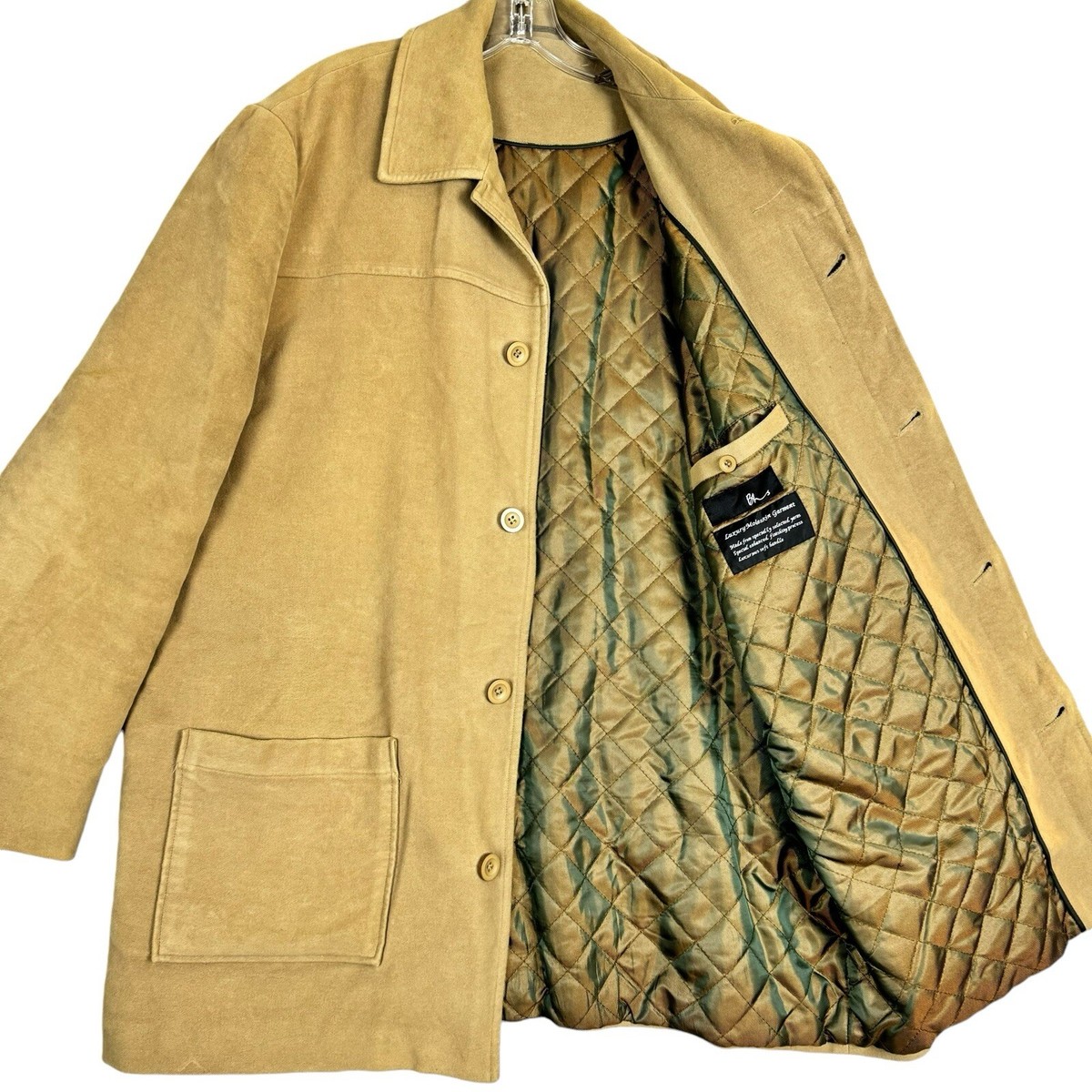 BHS Limited Luxury Moleskin Coat Mens XL Tan Stone Jacket Lined | eBay
