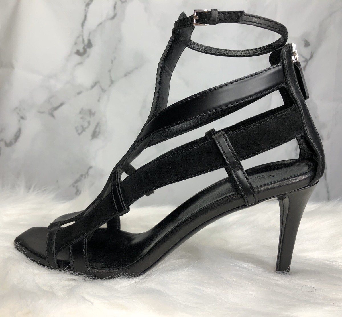 Vintage GUCCI Daryl Gladiator Black Leather Suede Strappy Open-toe