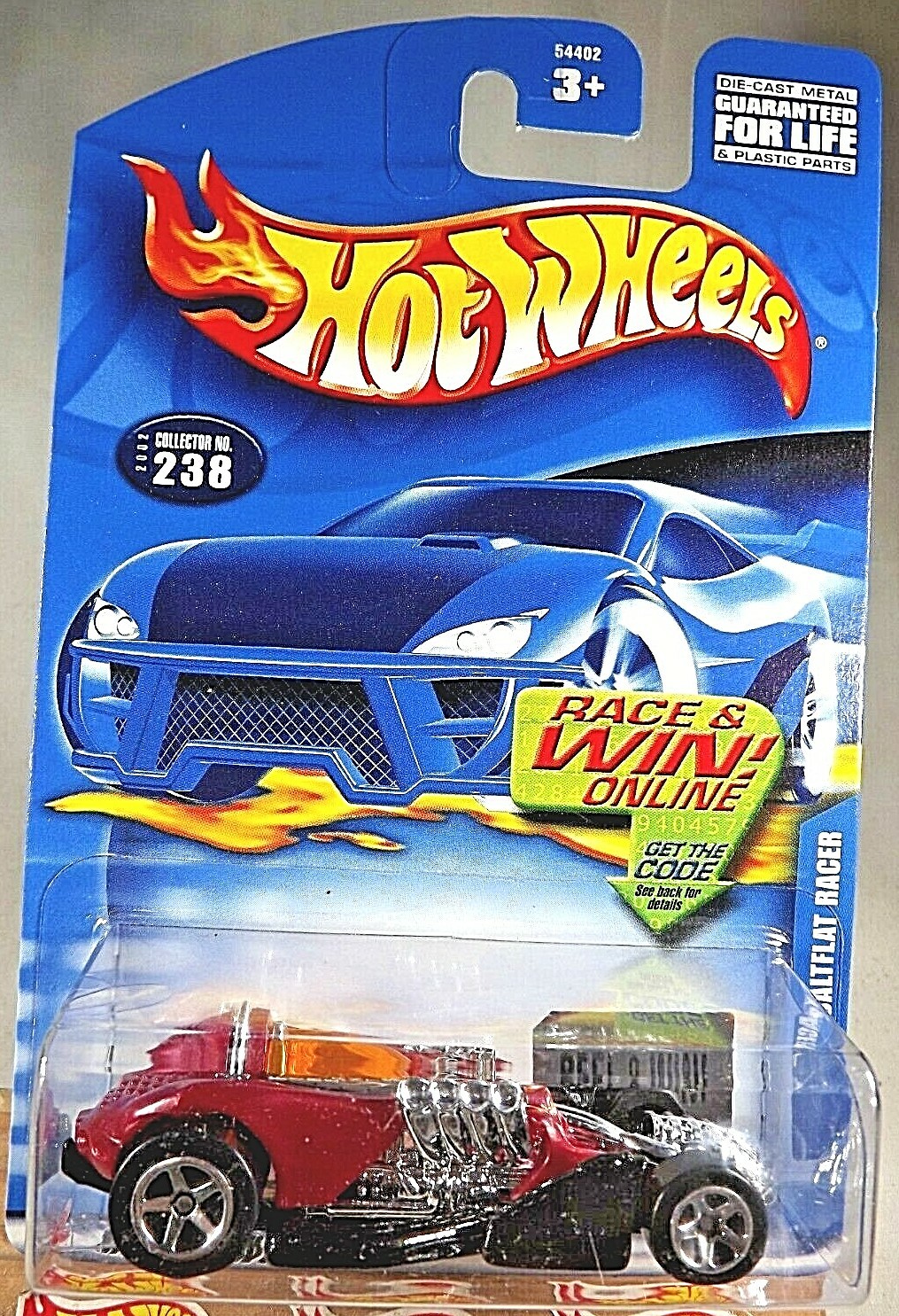 2002 Hot Wheels Mainline/Collector #238 SALTFLAT RACER Red/Black w/Chrome 5 Sp
