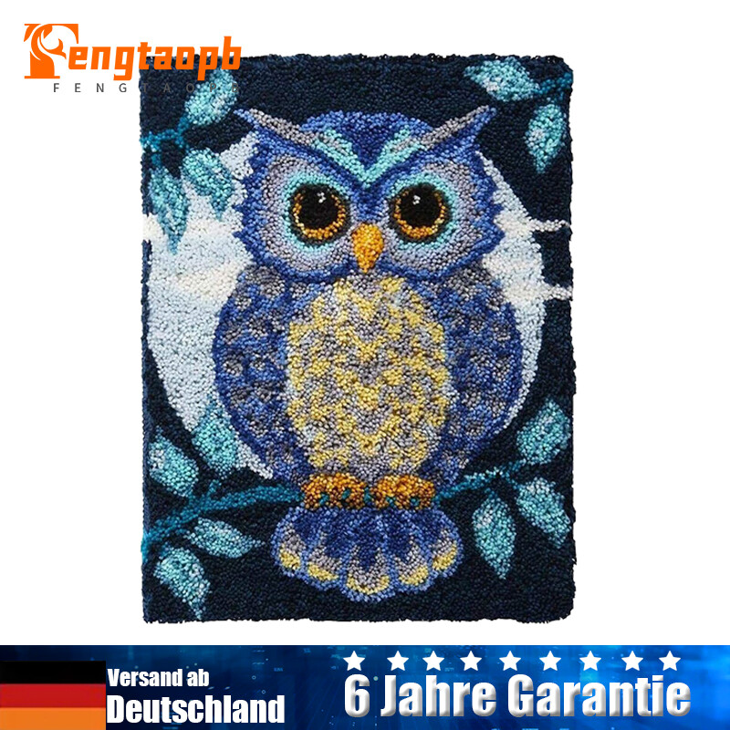 TEZKIM Knüpfteppich-Set DIY – 50x34 Cm, Mit Bedruckter Leinwand, Garn & Werkzeug, Braun
