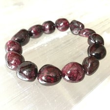 10 mm Red Garnet Bracelet Polished Stone Beads Natural Gemstone Nugget Reiki Hea