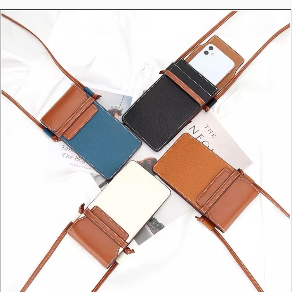 Leather Smartphone Mini Crossbody Bag for iPhone Wallet Shoulder Strap