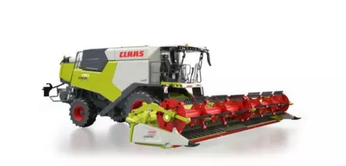 Wiking 1:32 Mähdrescher Claas Trion 720 Montana Convio 1080 u. Transportwagen