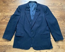 VTG Christian Dior Blazer Mens 46R Navy Blue Pin Stripe Jacket Wool Sport Coat