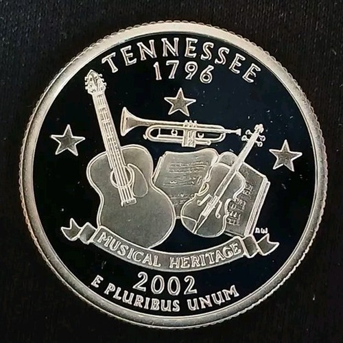 2002-S Deep Cameo PROOF 90% ARGENT "Tennessee" STATEHOOD Washington Quarter !