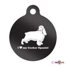 I Love My Cocker Spaniel Engraved Keychain Round Tag w/tab english Many Colors