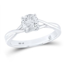 14kt White Gold Round Diamond Solitaire Bridal Wedding Engagement Ring 1 Cttw