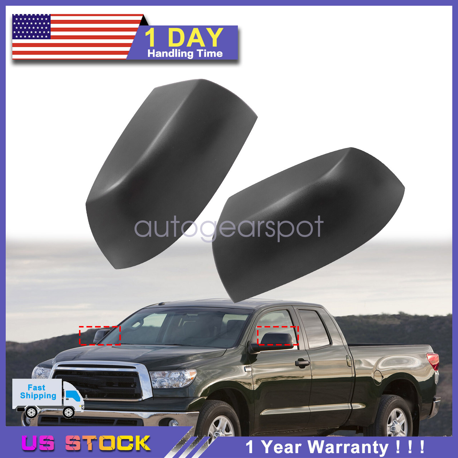 For Toyota Tundra Sequoia 2007-2022 Gloss Black Side Top Half Mirror Cap Cover