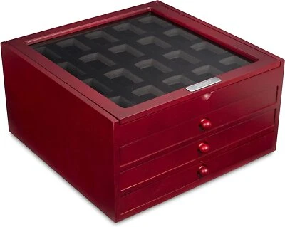 Zippo Lighter Display Cabinet Case Holds 80 Lighters Rosewood Premium Storage