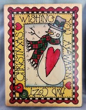 Rubber Stampede CHRISTMAS WISH SNOWMAN Large Wood Mounted Rubber Stamp NEW