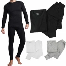 Men's 2pc Premium Cotton Waffle Knit Stretch Thermal Underwear Top & Bottom Set