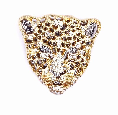 Gold Diamant Leopard Gepard Katze Kopf Mode Brosche Anstecknadel Brandneu KOSTENLOSER VERSAND