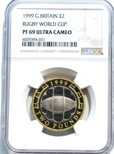 1999 £2 Two Pound Proof Rugby World Cup NGC PF69 Great Britain 