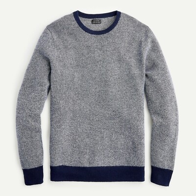 NWT J.Crew 100% Cashmere Sweater - Men's Small, Navy Bird's