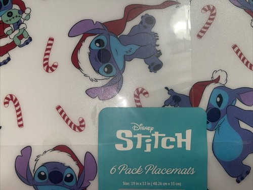 Disney Stich 6er Pack Zuckerstange Weihnachten Tischsets Urlaub Neu mit Etikett 19”x13” - Bild 2 von 2