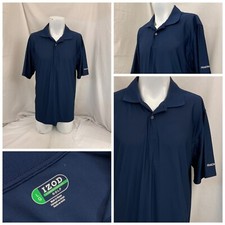 Izod Golf Shirt L Blue Polo Short Sleeve 100% Polyester YGI W1-1