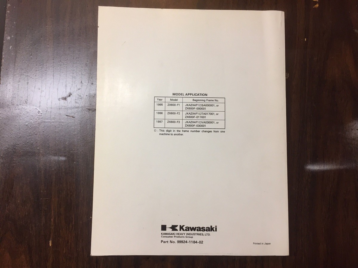 95 - '97 Kawasaki Ninja ZX-6R Service Manual 99924-1184-02 | eBay