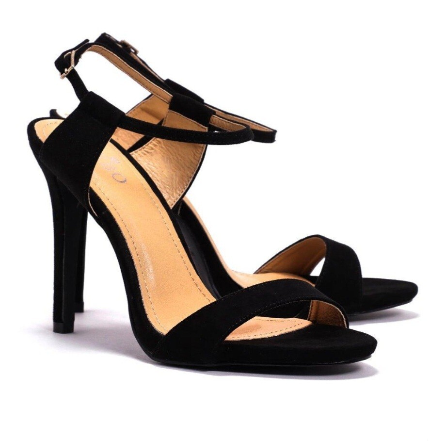 NIB Bebo by Nasty Gal Carrie Strappy Black Vegan Heel Sandal