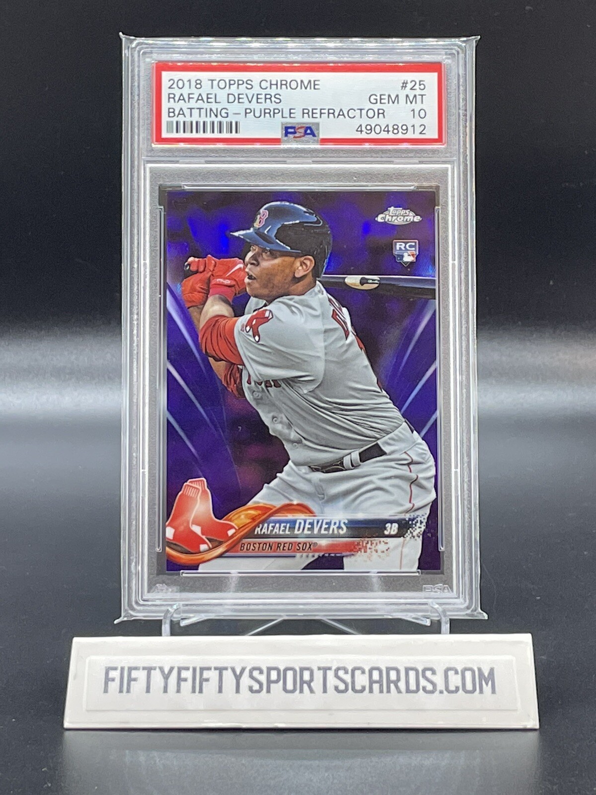 2018 Rafael Devers Topps Chrome Purple Refractor /299 RC #25 PSA 10 Gem Mint