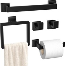 5-Pieces Matte Black Bathroom Hardware Accessories Set SUS304 Stainless Steel