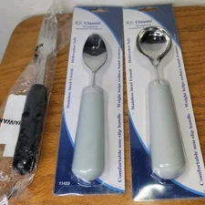 Adaptive Utensils Lot Of 3 Weighted Utensils Parkinsons Tremors Easy Grip New