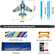 Airplane Kite for Kids and Adults, Easy to Fly with Durable Fiberglass Frame,...