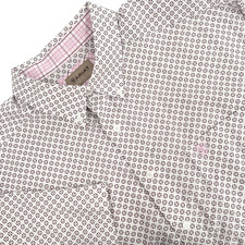 ARIAT Mens XXL White Geometric Print Wrinkle-Free Short-Sleeve Button-Down Shirt