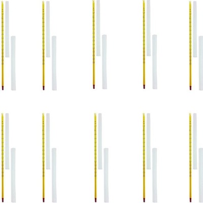 Thermometer, Yellow Back, Total Immersion, Single Scale -20°C to 110°C, 10 Pack