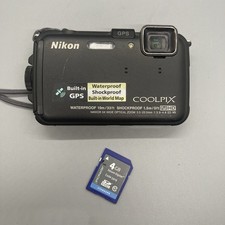 Nikon COOLPIX AW100 Waterproof Digital Camera 16MP Full HD GPS Black No Charger